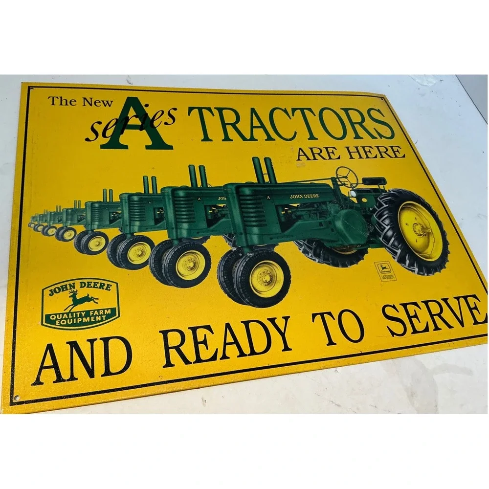 John Deere Vintage Style Metal Tin Sign A Series Tractors Farm Decor Yellow